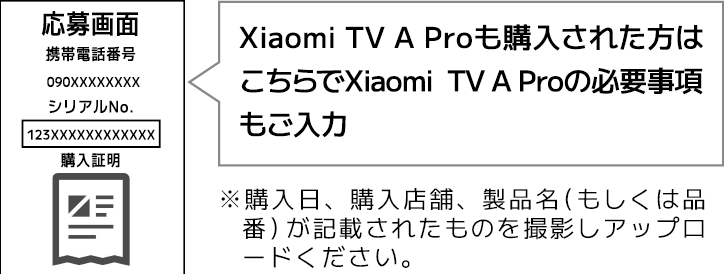 Xiaomi TV A Proも購入された方はこちらでXiaomi  TV A Proの必要事項もご入力